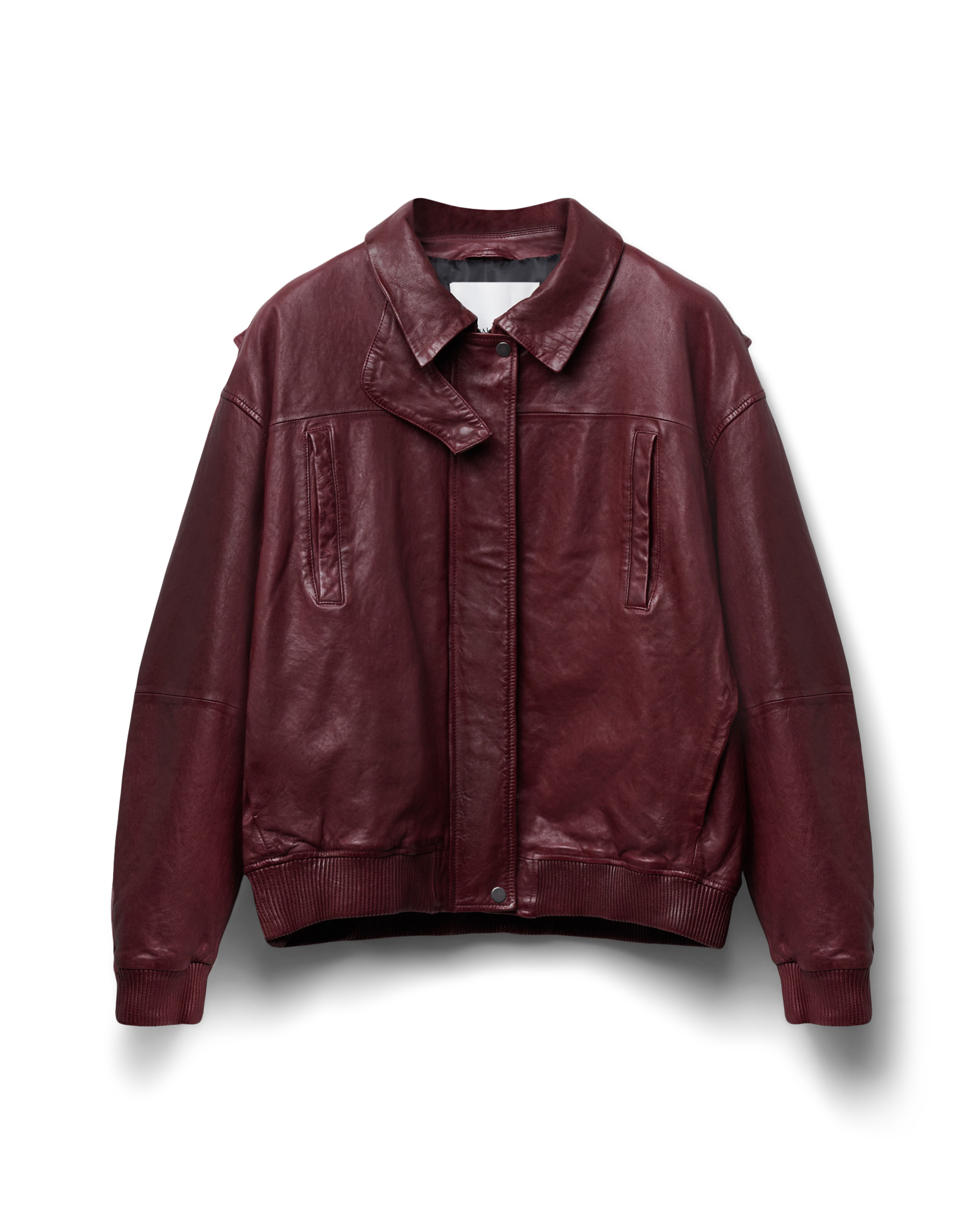 Leather Bomber Jacket - Burgundy Statement Layer | Final Draft Clo 