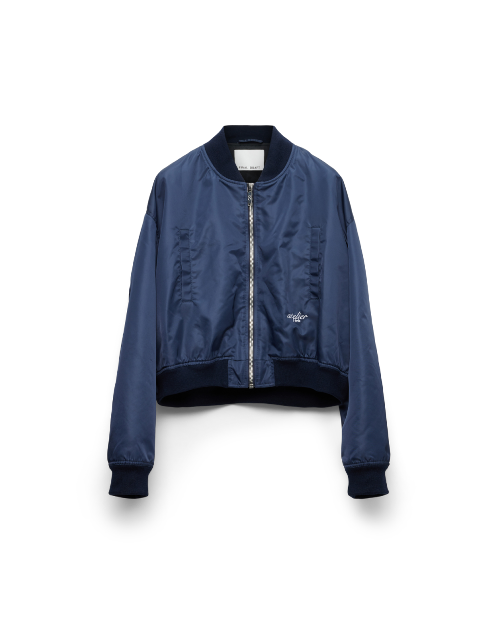 Cropped Bomber Jacket – Atelier Paris Navy | Final Draft Clo
